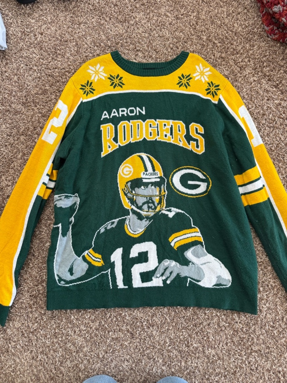 Green Bay Packers Men's XXL Aaron Rodgers NFL Team Apparel Christmas Sweater